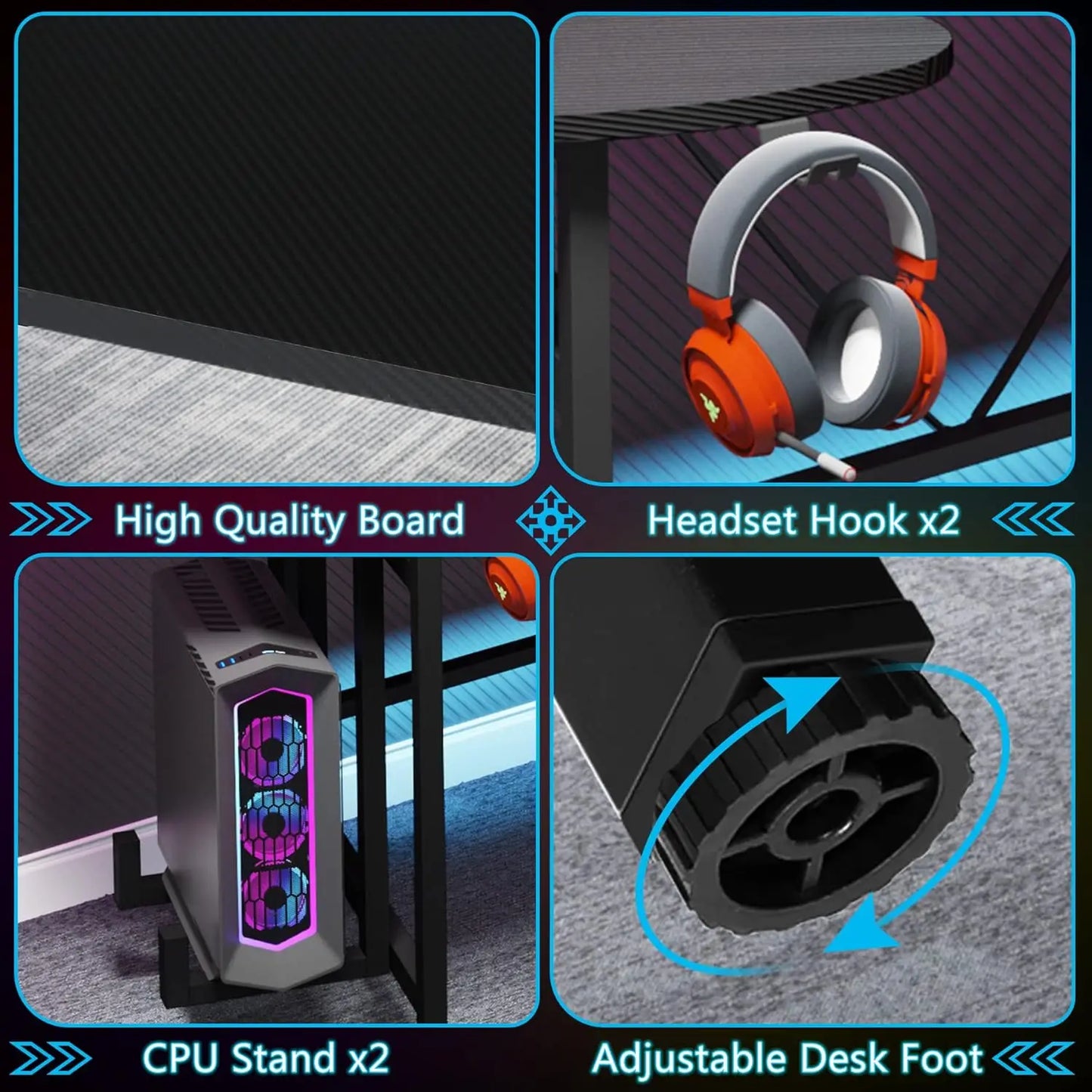 75 Inch Gaming Desk with Monitor Shelf
