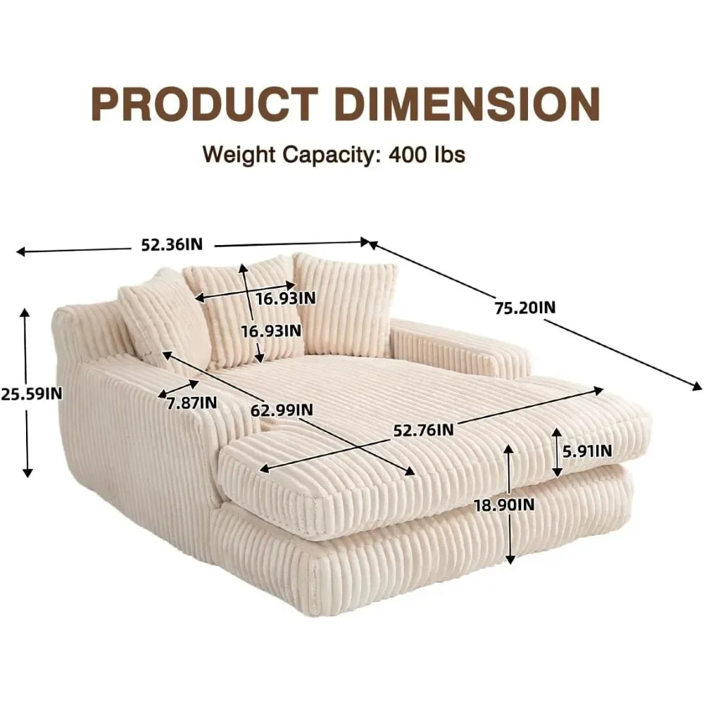 Oversized Chaise Lounge Chair/ Love Seat, Indoor