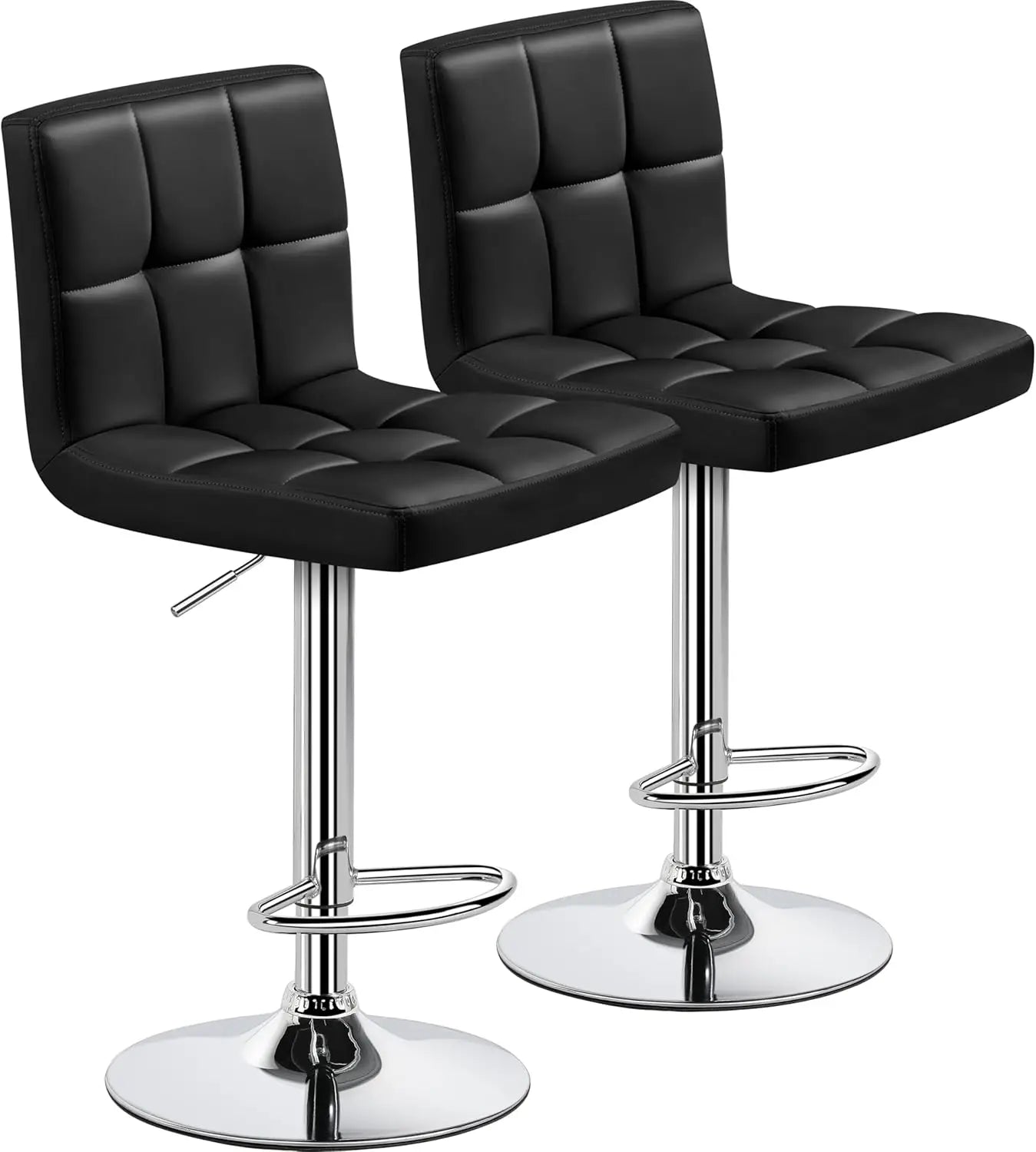 4 Modern Swivel Bar Chairs/Stools Set, Leather, Adjustable with Back