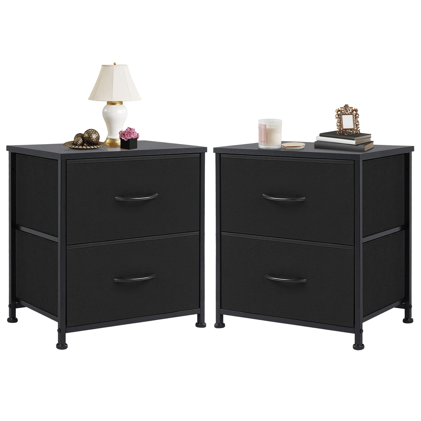 Nightstand With 2 Fabric Drawers