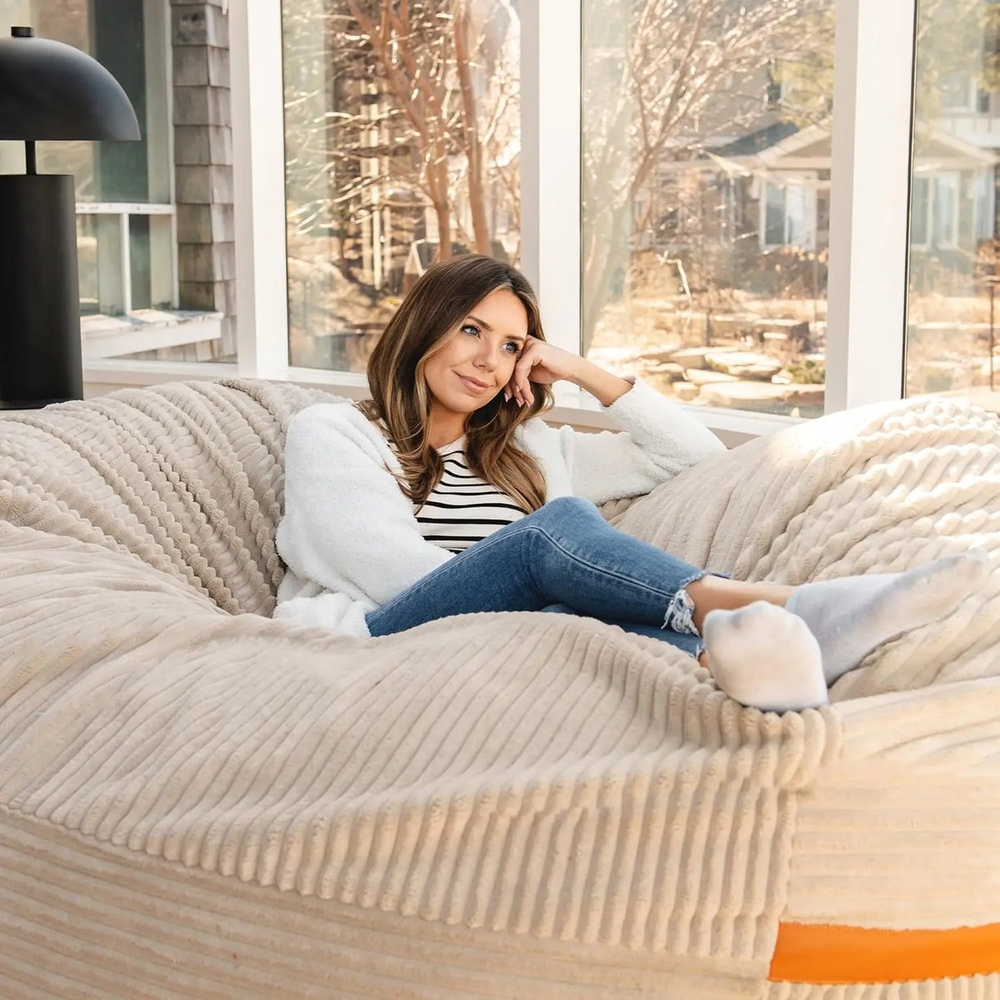 6 Feet Giant Foam Filled Bean Bag Chair with Removable Cover
