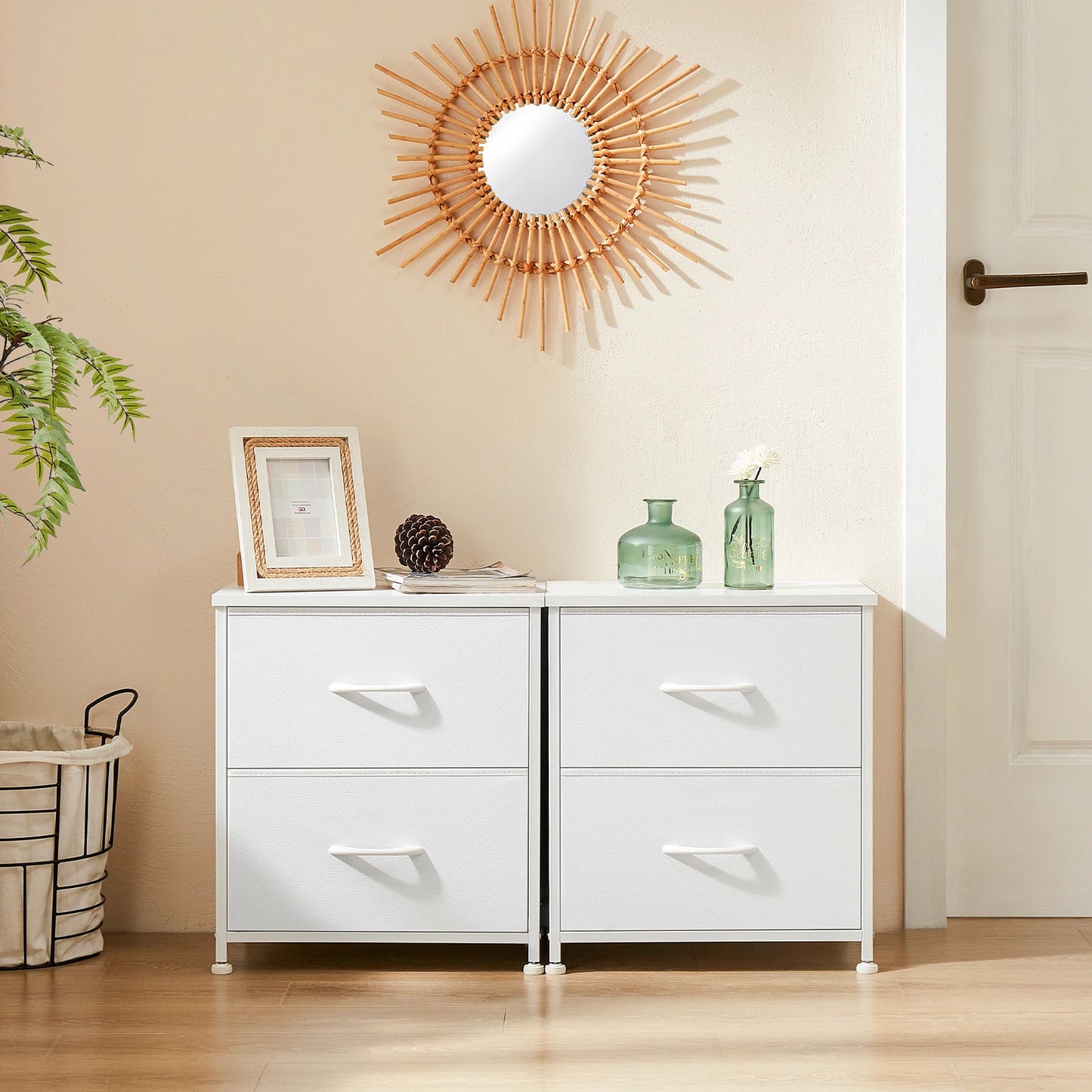 Nightstand With 2 Fabric Drawers