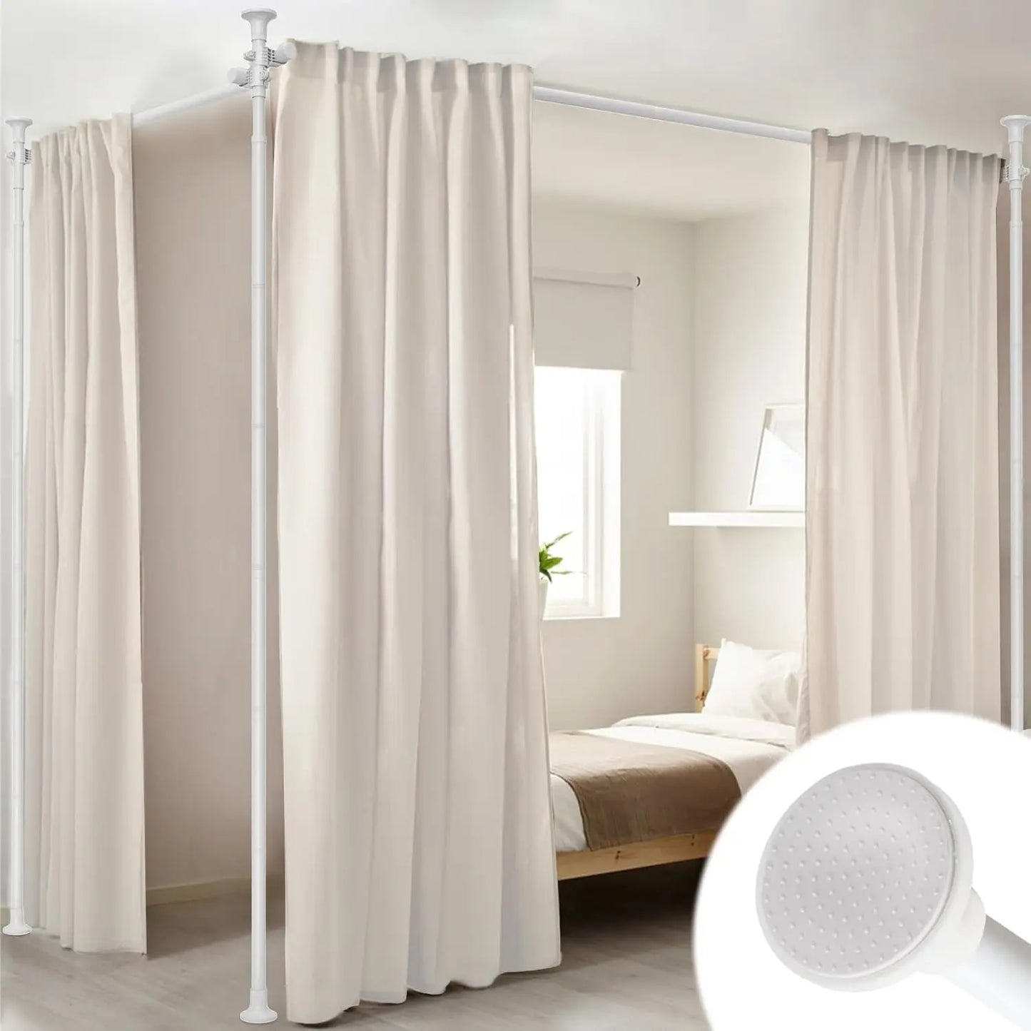 Room Divider, No Drilling Curtain Rod for Room Separation
