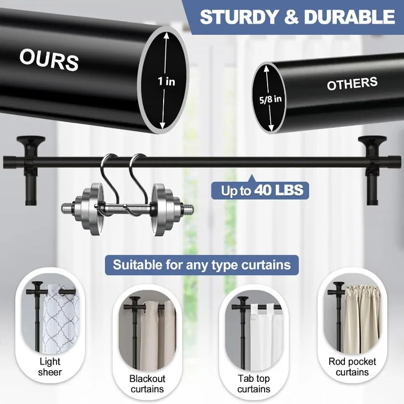 Room Divider, No Drilling Curtain Rod for Room Separation