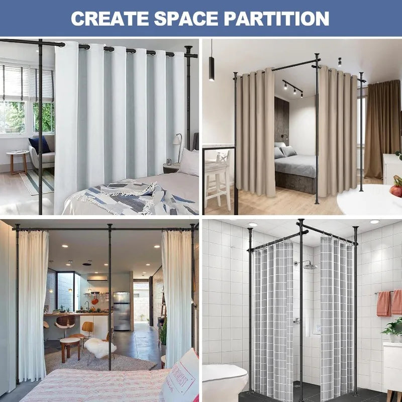 Room Divider, No Drilling Curtain Rod for Room Separation