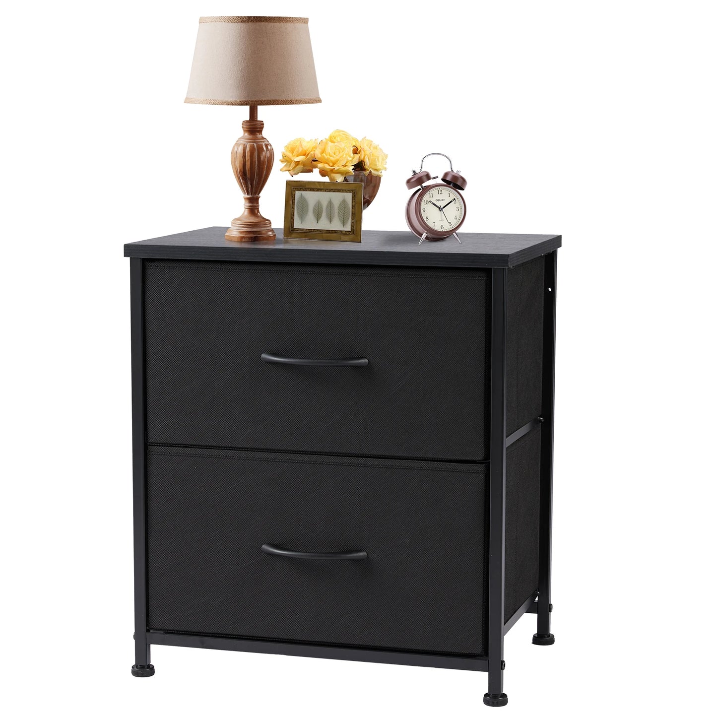 Nightstand With 2 Fabric Drawers