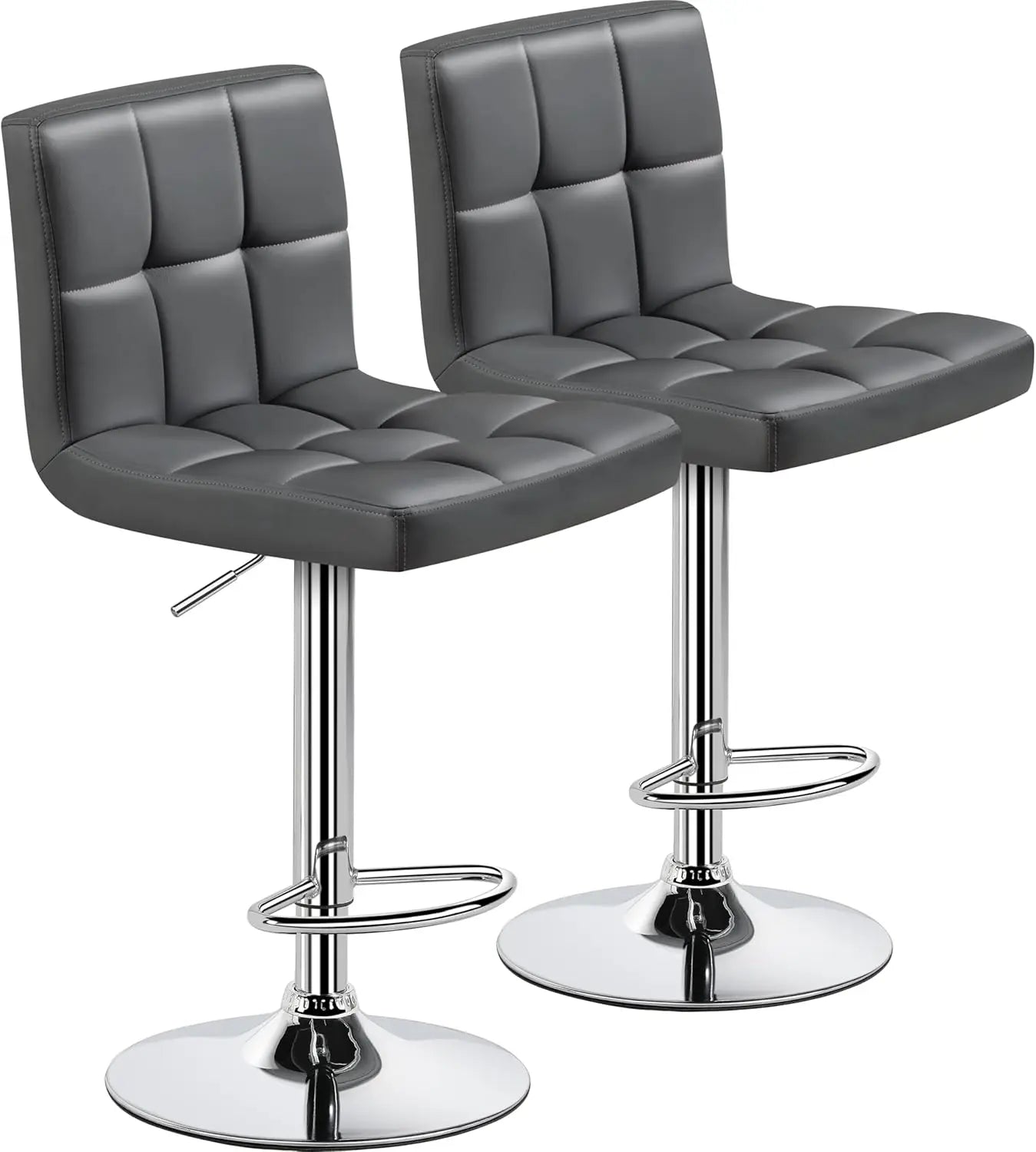 4 Modern Swivel Bar Chairs/Stools Set, Leather, Adjustable with Back