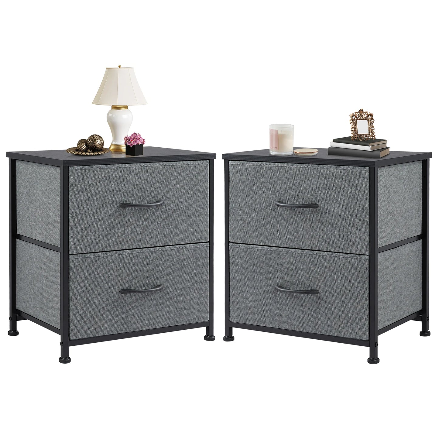 Nightstand With 2 Fabric Drawers