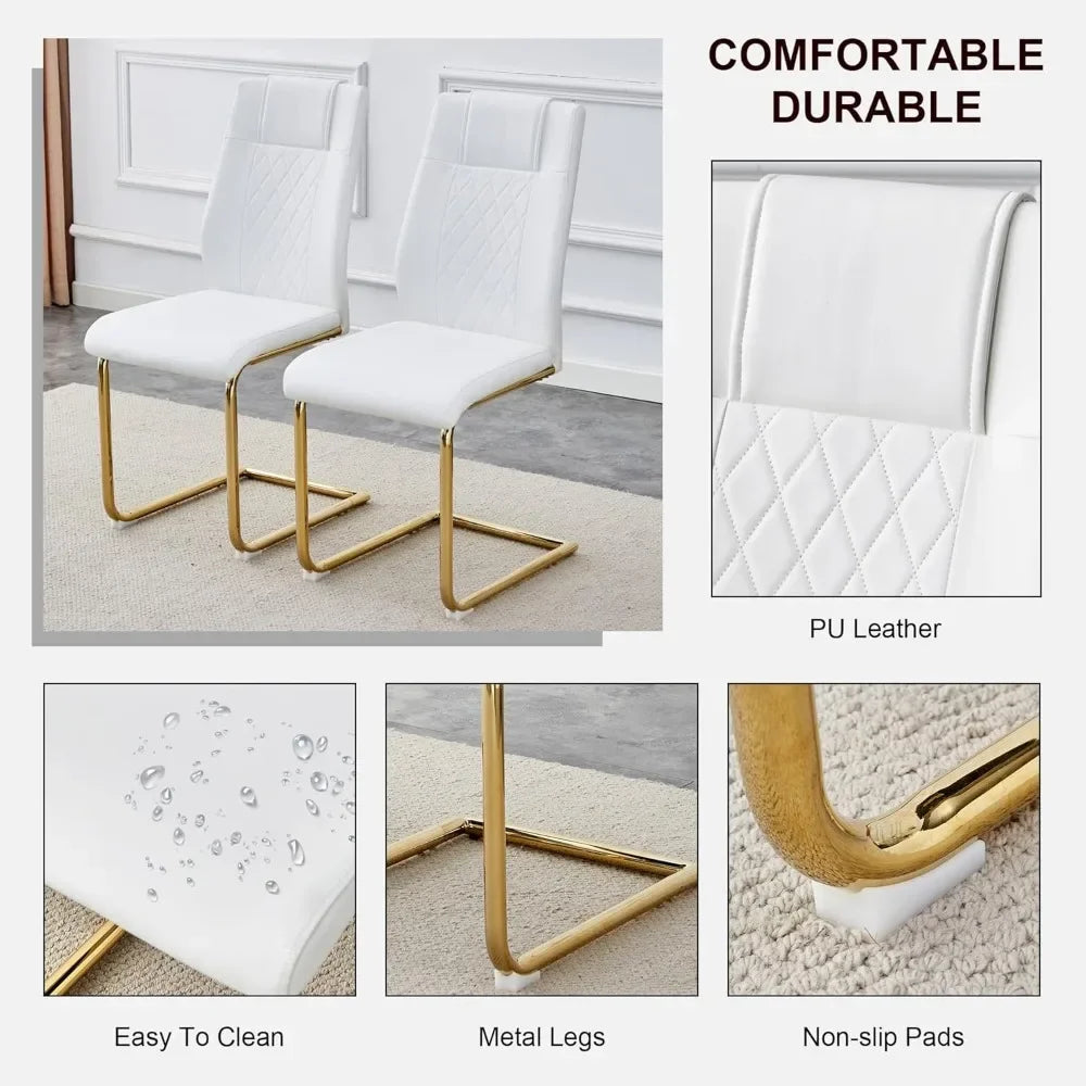 7 Piece Modern Dining Room Set w/Metal Frame & Padded Seat