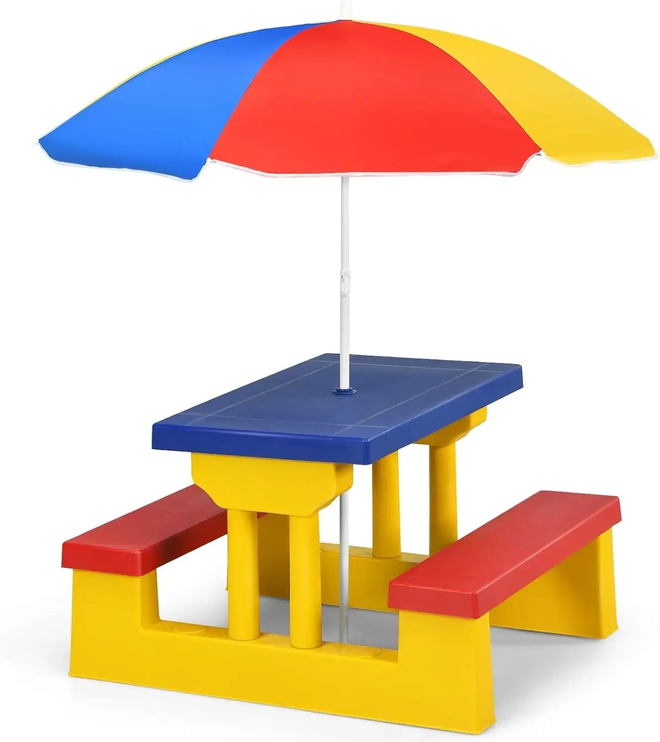 Kids/Toddler Plastic Picnic Table & Bench Set with Umbrella