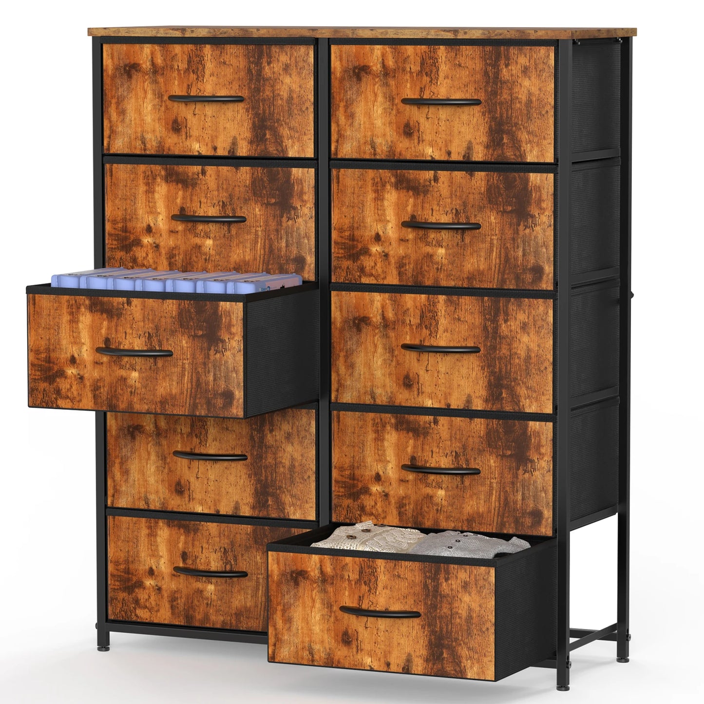Bedside Table/Chest With 10 Fabric Drawers