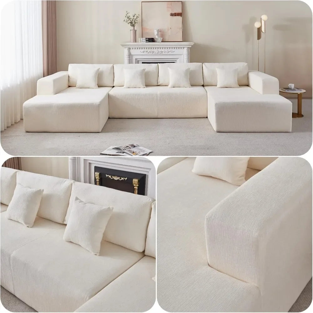 U-Shaped Modular Sectional Sofa/Couches with Plush Cushions