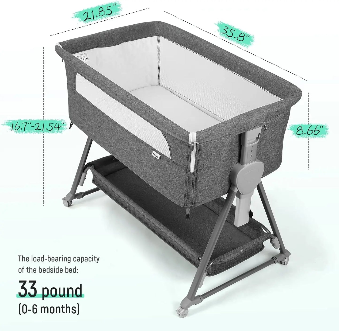 Baby Bassinet With Storage Basket, Beside Sleeper And Wheels to Reduce Mom's Fatigue
