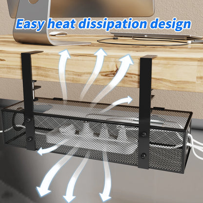 Under Desk Box Tray Wire Management & Cord Organizer