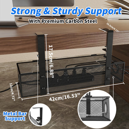 Under Desk Box Tray Wire Management & Cord Organizer