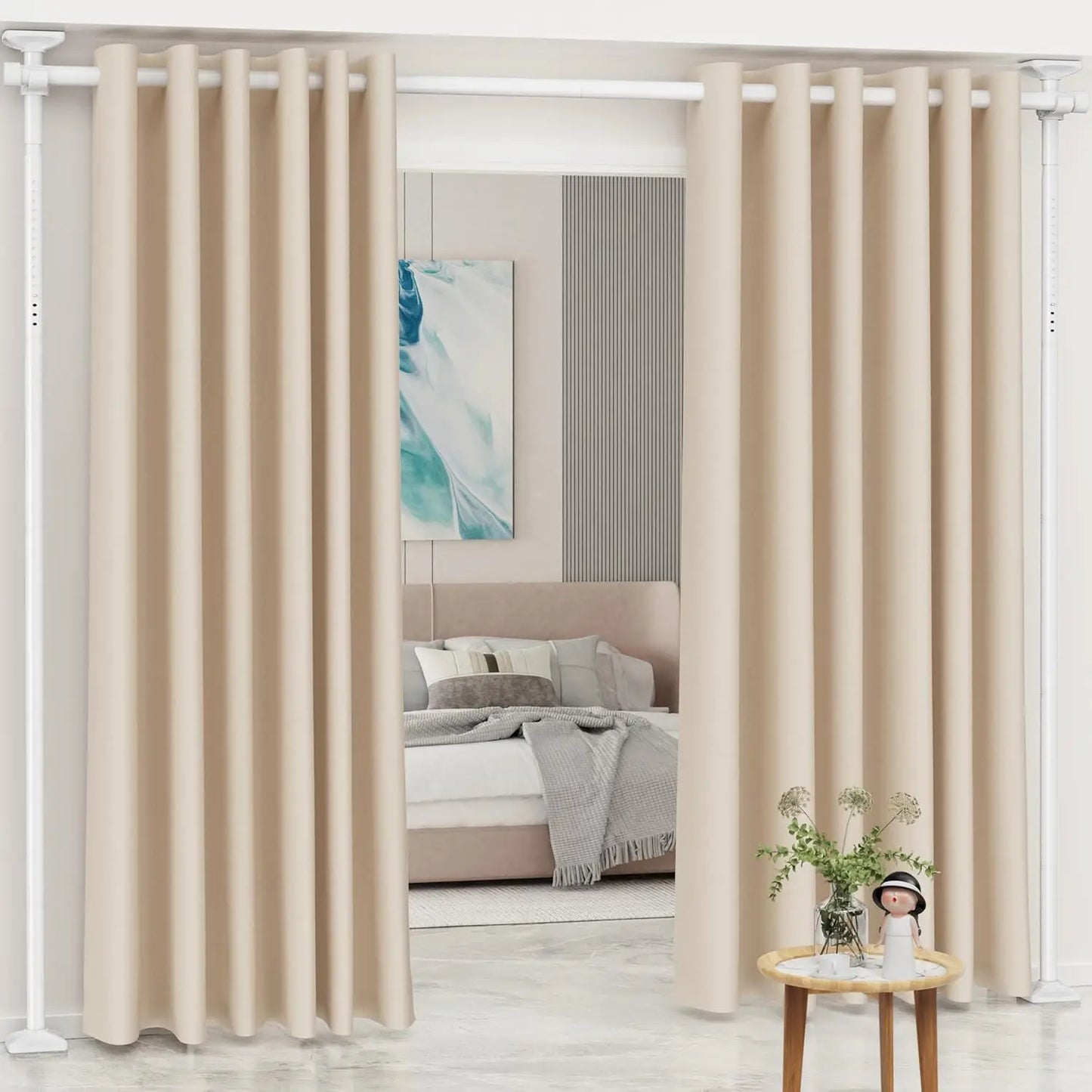 Room Divider Curtain Rod - No Drilling Partition Room Dividers 4-10ft(H) 28-70inch(W) Adjustable