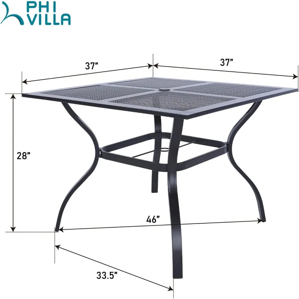 37 Inch Metal Patio Dining Table w/Mesh top