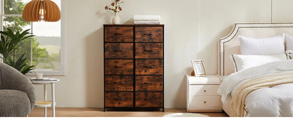 Bedside Table/Chest With 10 Fabric Drawers