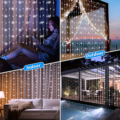 300 LEDs Solar Curtain Outdoor Lights