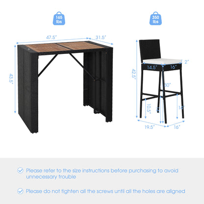 5-Piece Patio Wicker Bar Set