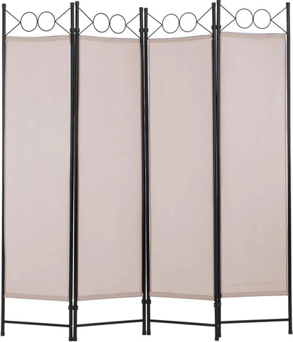 4 Panel Room Divider 6FT Steel Frame Screen Folding Privacy Divider Freestanding Partition for Home Office Bedroom