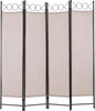 4 Panel Room Divider 6FT Steel Frame Screen Folding Privacy Divider Freestanding Partition for Home Office Bedroom