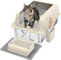 Stainless Steel Cat Litter Box with Lid, XL Enclosed Pan with High Sides