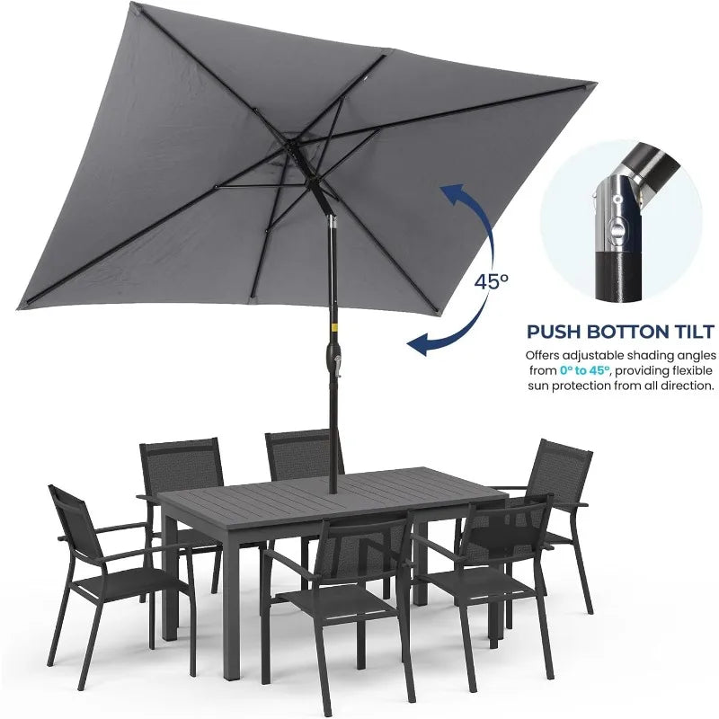 6.5 x 10 Ft Rectangular Patio Umbrella with Crank