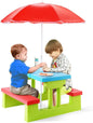 Kids/Toddler Plastic Picnic Table & Bench Set with Umbrella