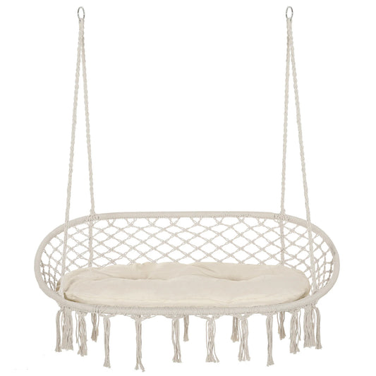 Patio Swing Chair W/ Steel Frame, Built-In Armrests, & Curved Back