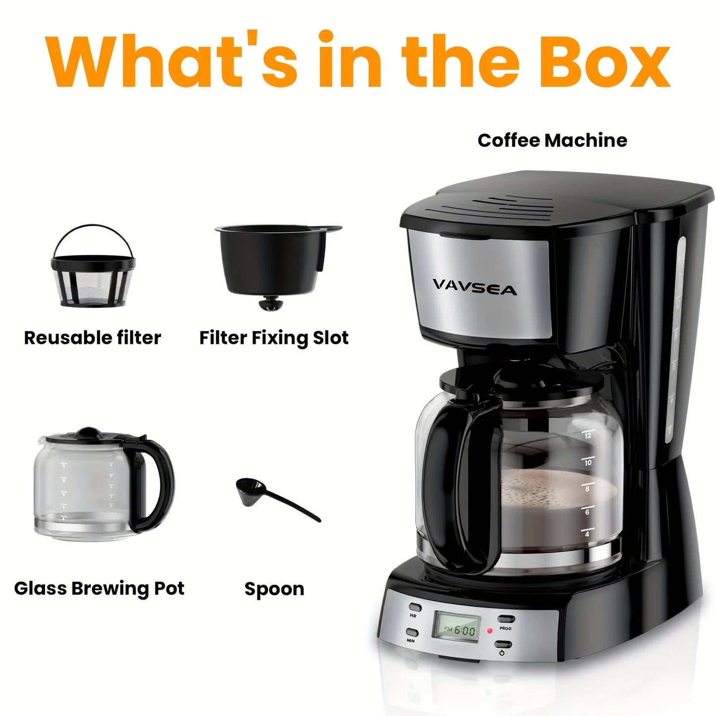 12 Cup Programmable Coffee Maker, Auto Shut off