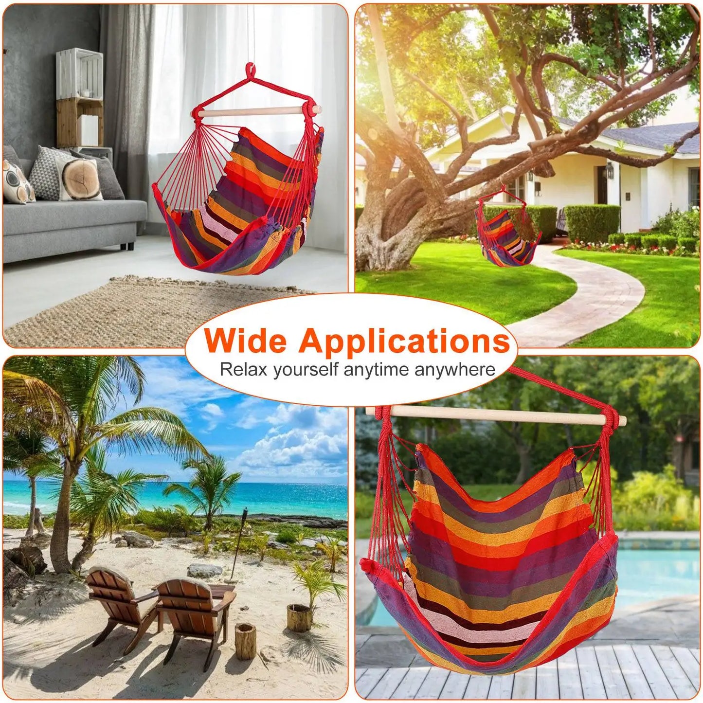 265 Lbs Portable Canvas  Seat Hammock Chair