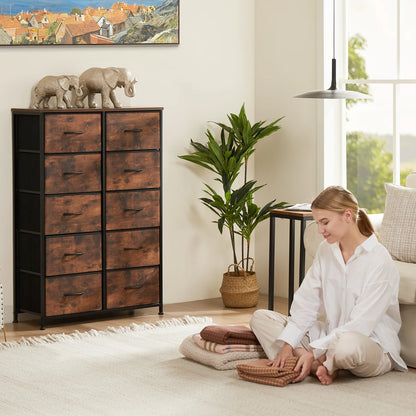Bedside Table/Chest With 10 Fabric Drawers