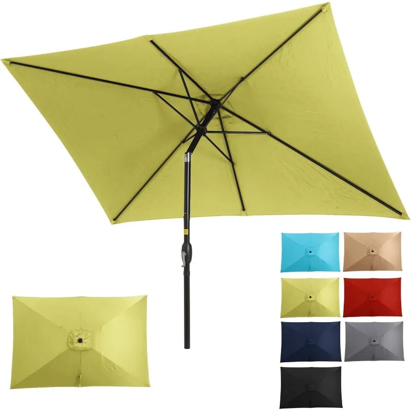 6.5 x 10 Ft Rectangular Patio Umbrella with Crank