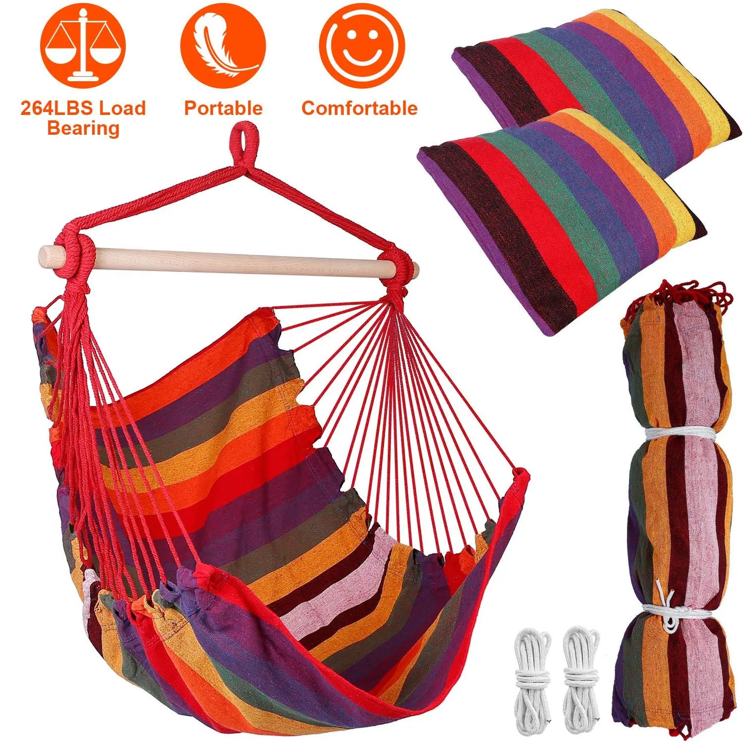 265 Lbs Portable Canvas  Seat Hammock Chair