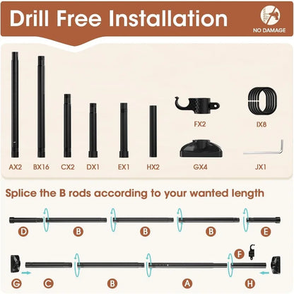 Room Divider Curtain Rod - No Drilling Partition Room Dividers 4-10ft(H) 28-70inch(W) Adjustable