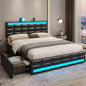Queen Bed Frame w/Drawers, Charging Station & LED Lights









Queen Pu Leather Bed Frame with Drawers, LED Lights & Charging Station
