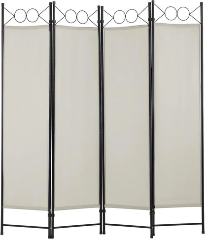 4 Panel Room Divider 6FT Steel Frame Screen Folding Privacy Divider Freestanding Partition for Home Office Bedroom
