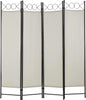 4 Panel Room Divider 6FT Steel Frame Screen Folding Privacy Divider Freestanding Partition for Home Office Bedroom