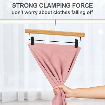 20 Pack Pants/Skirts Bamboo Hangers  with Black Clips and Rotatable Hook