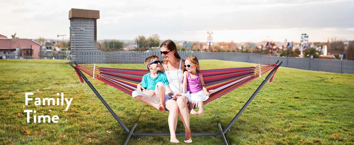 Hammock Bed with Adjustable Stand & Storage Bag, 600lb Capacity