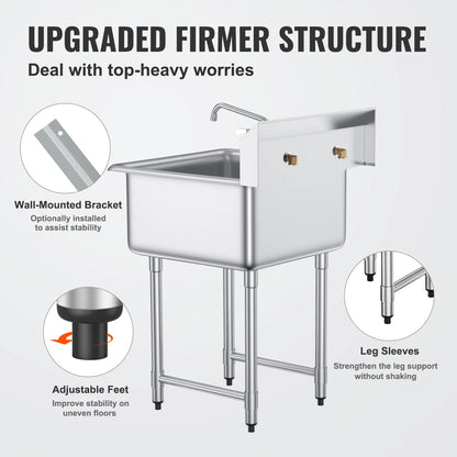 Stainless Steel Utility Sink w/Faucet