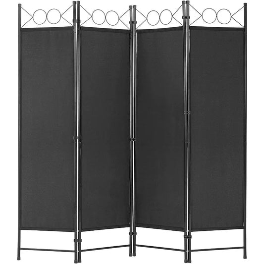 4 Panel Room Divider 6FT Steel Frame Screen Folding Privacy Divider Freestanding Partition for Home Office Bedroom