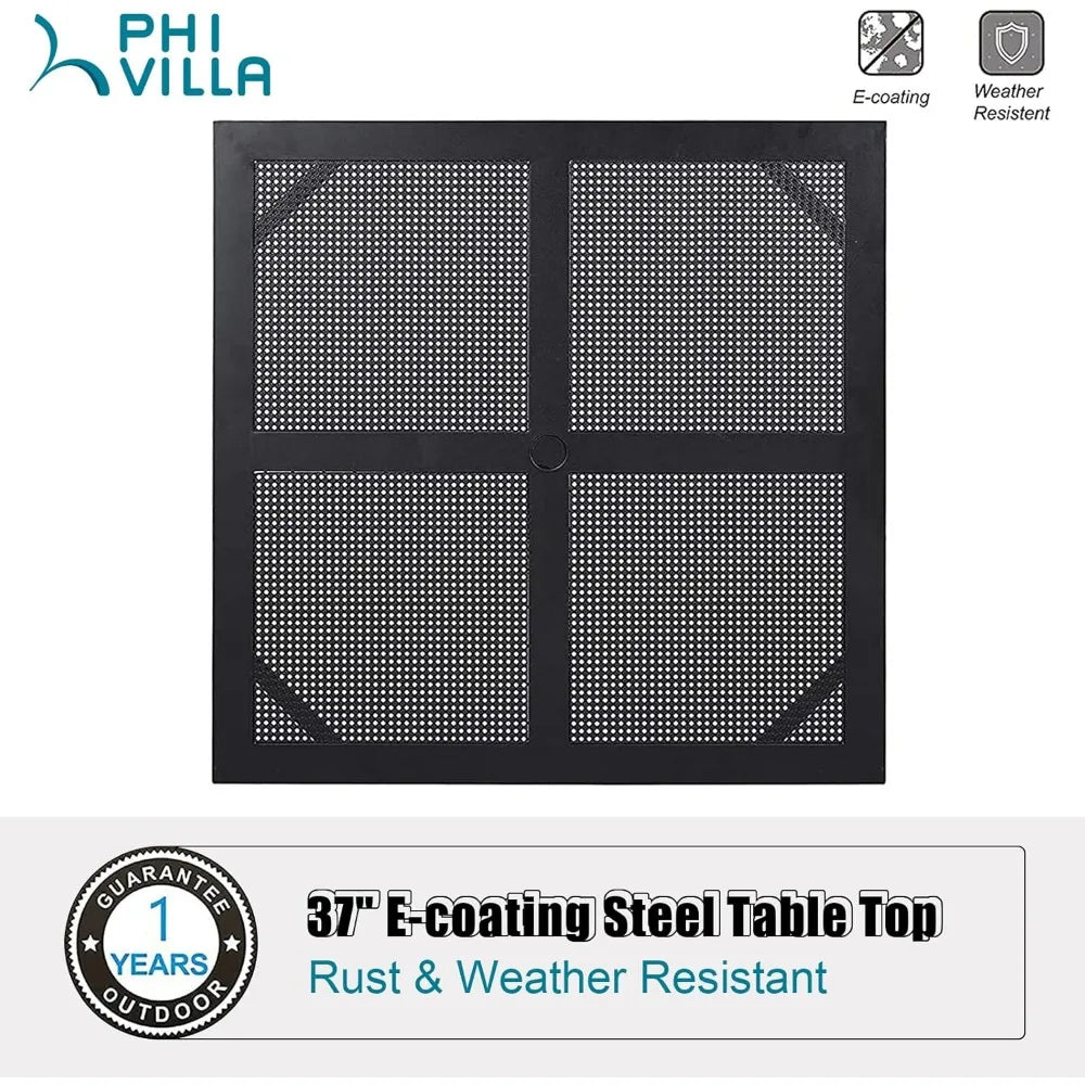 37 Inch Metal Patio Dining Table w/Mesh top