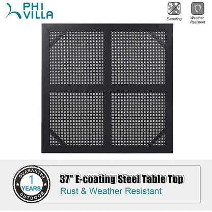 37 Inch Metal Patio Dining Table w/Mesh top