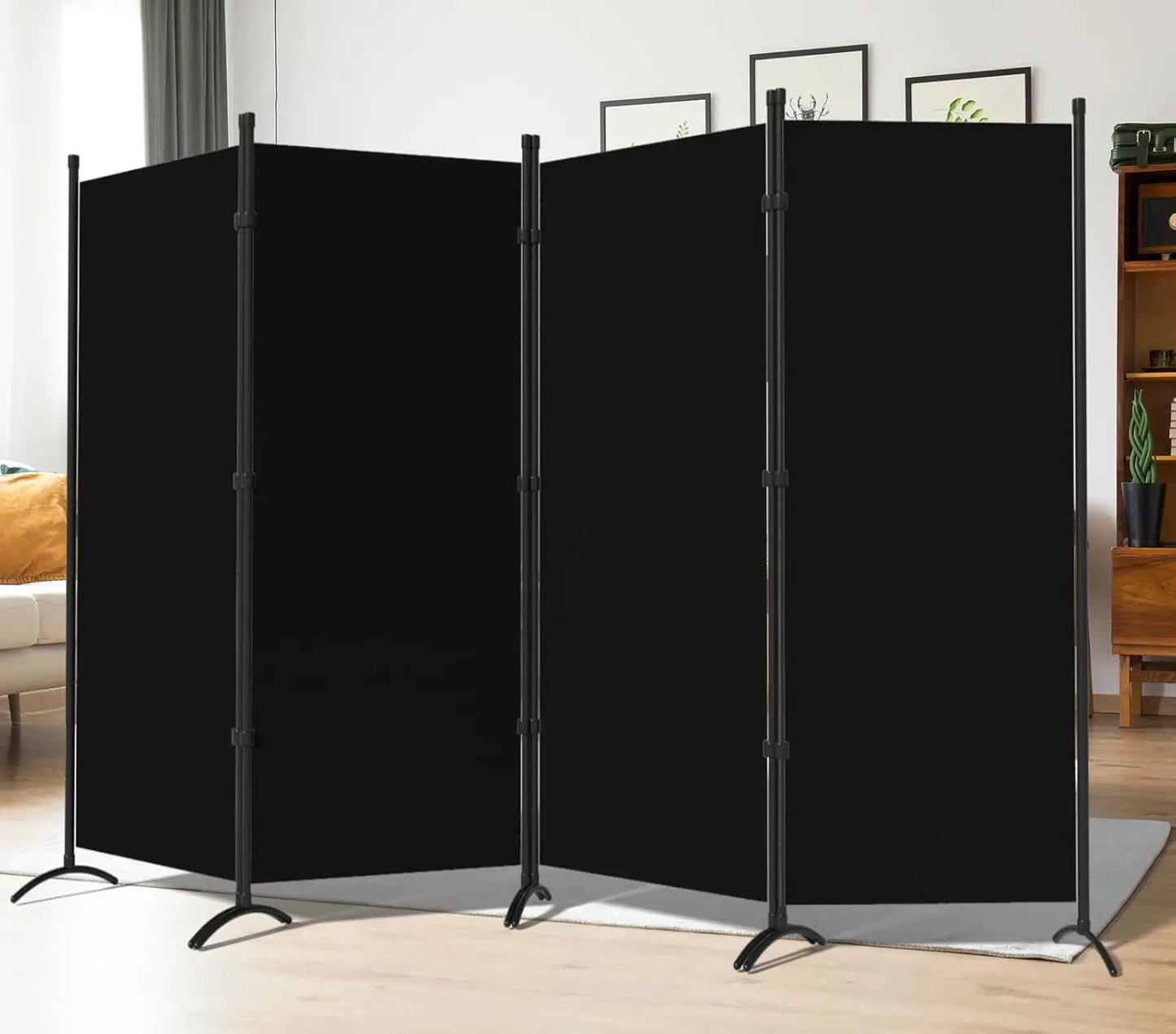 4 Panel Room Dividers, Folding Privacy Screen Partition Steel Frame