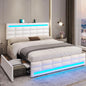 Queen Bed Frame w/Drawers, Charging Station & LED Lights









Queen Pu Leather Bed Frame with Drawers, LED Lights & Charging Station