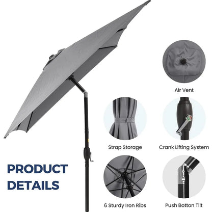 6.5 x 10 Ft Rectangular Patio Umbrella with Crank