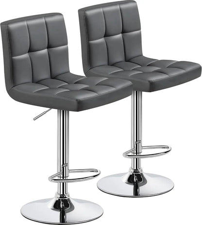 4 Modern Swivel Bar Chairs/Stools Set, Leather, Adjustable with Back