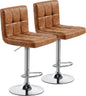 4 Modern Swivel Bar Chairs/Stools Set, Leather, Adjustable with Back